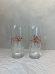 Vintage Corelle Christmas Winter Holly Days Drinking Glasses Set Of 2 Rusty Red