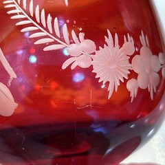 4 Vtg Bohemian Cut to Clear Ruby Red Stemware