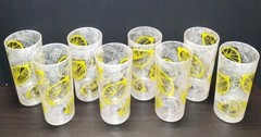 MCM Vintage Lemon Yellow Lemons Highball Cocktail Glasses Set Of 8