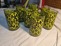 Vintage Baroque Avocado Green Highball Glasses Set Of 8 – Retro MCM. 1198