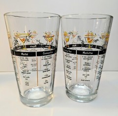 Vintage LIBBEY Barware MCM Cocktail Recipe Mixer Glasses 16oz Set of 2