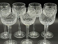 Set of 7 High Quality Cut Crystal Wine Stems Glasses