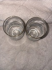 Arby’s Libbey Tumbler Glasses Etched Gold Rim Winter Snow Scene Vintage Set of 2