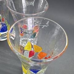 (4) FRESH by Global Amici Italy 13oz Hand Blown Highball Mosaic Gift *READ*