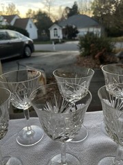 6 – Cherrywood Clear Water Goblet With Rosewood Crystal Pitcher – GORHAM