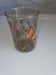 Vtg MTM Libby 3.75″ Juice Glass Monarch Butterflies Brown Wheat Retro Decor A10