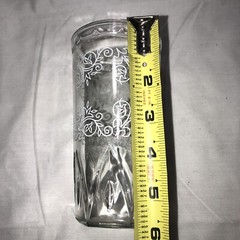 Vintage Highball Tumbler Drinking Glass Jam Jar Style With White Floral Pattern