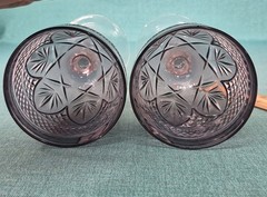 Set of 2 Cristal D’Argues Durand AMETHYST Cut Glass Goblets Wine Glasses 8″ Tall