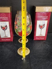 Two Celebrations by Mikasa Hand Painted Cheer Wine Glasses The Original Box New