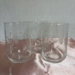 Princess House Heritage Set (3)Clear Crystal Floral Etched Juice Glasses EUC