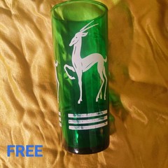 Hazel Atlas Green Gazelle Collins Glasses Set of 7 Vintage MCM Highball Barware