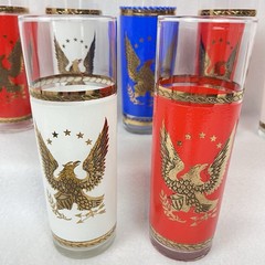 Set of 7 Libbey Bicentennial American Eagle Tom Collins Barware Glasses