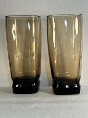 Vintage Libbey Carrington Smokey Topaz Square Highball Tumbler Kitchen Glasses