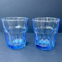 Libbey Duratuff Gibraltar Misty Blue 4″ Glasses Set Of 2 Vintage