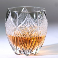 Cut Crystal Whiskey Glass Tumbler Edo Kiriko Drinkware Hand Cut Clear 12OZ Gray