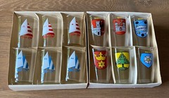 ESTONIAN SAILING OLYMPICS GLASSES AND ESTONIAN COATS OF ARMS GLASSES 12 TOTAL  