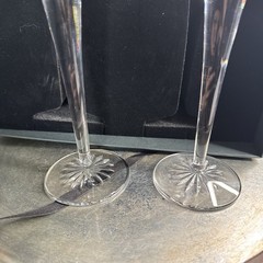 Waterford Crystal Love Romance Champagne Flutes Glasses w Box Wishes Collection