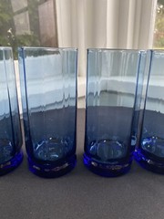 Vintage Dark Cobalt Blue Anchor Hocking Essex Iced Tea Tumblers 16 oz Set of 5