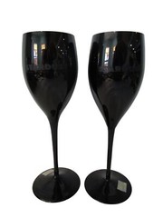 Mikasa Elite Elegance Jet Black Water Goblet Stardust Las Vegas A Pair 1987-2008