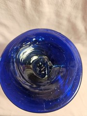 Vintage Mexican Hand Blown Brandy Snifter Cobalt Blue Rim & Base
