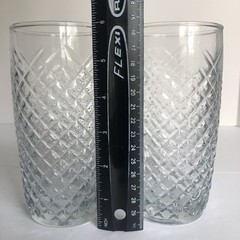 Anchor Hocking Cross Hatch Cooler Glass Tumblers 16.5 Oz Clear Glass 6″ Set of 3