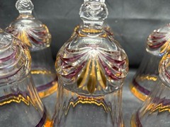 Set of 6 ~ Royal Crystal Rock «AUREA RUBY/ GOLD» ~ Water Goblet ~ 8″ Tall