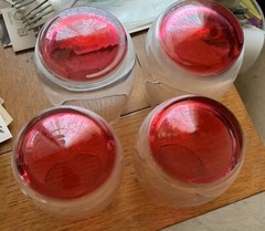 Rare 4 red Bubble Rolling low-ball glasses Wobble Whiskey
