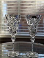 Vintage Cristal J.G. Durand France Cut Crystal Wine Glasses 9.5” Set of 2 – New