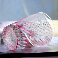 Boutique Pink Whisky Glass Hand-cut Edo Kiriko Crystal Highball Glass 280ml