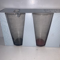 NEW Set of 4 Anchor Hocking 17oz Drinking Glasses in Original Box color bottoms