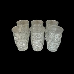 Vintage Set of 6 Tiffin Franciscan King’s Crown Thumbprint Clear Glass Tumblers