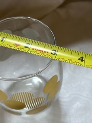 Vtg MCM High Ball Glass Clear With Gold Polka Dots Barware