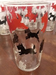 10 VTG/MCM Libbey Glasses W/ Red Black & White Scottie Scotty Dog Tumblers Juice
