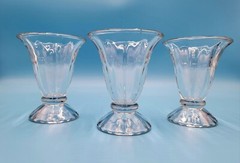 Set of 3 Vintage Libbey 6 oz Footed Sundae Glasses ~ Clear Pressed Glass 1960s