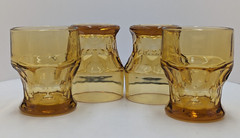 4 VTG MCM Continental Can Co. Amber Gold Honeycomb Juice Tumblers Hazel Atlas