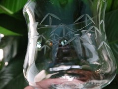 Saski/Noritake Crystal Clear Grey Cut Bamboo Seafood Cocktail & Glass Liner EUC