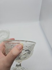 SET OF 2 EAPG JENKINS GLASS COMPANY DAHLIA CLEAR CHAMPAGNE/SHERBET 3.5″ 5oz