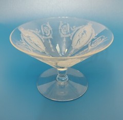 Tiffin Elegant Glass Classic Dancing Nude Cameo Cup Compote Etched Excellent VTG