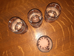 Set of 3 Libbey Bamco Western 2-5/8″ Shot Glasses & 4 Leather Sleeves
