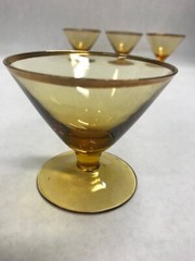 4 pieces Vintage gold rimmed dessert cups goblets wine glass 2.5 inch tall