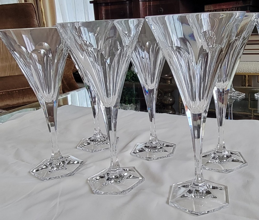 VILLEROY & BOCH COLONNADE Pair(2) – 8 3/8″ Crystal Water Goblets EUC!