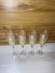 Set of 4 Miller Rogaska Crystal Reed & Barton Stars Gold Flutes RARE color way