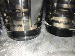 Set of 5 CULVER SIlver SHIP’S SAIL Frosted CLOUDS Striped 16oz Highball TUMBLER