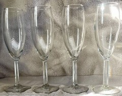 VINTAGE CRYSTAL CLEAR CUT GLASS CHAMPAGNE FLUTES GLASSES (SET OF 4)