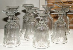 Vintage Indiana Glass RECOLLECTION CLEAR Set 8 WATER GOBLETS Stems All EX