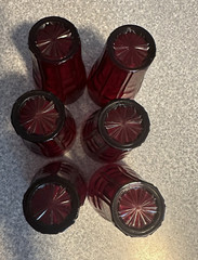 VTG Set Of 6 Anchor Hocking Royal Ruby High Point Juice Tumblers 3.5″ glasses