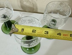 3 French Luminarc Ribbed Beehive Stem Wine Glass Flower Floral 4.25” Vintage