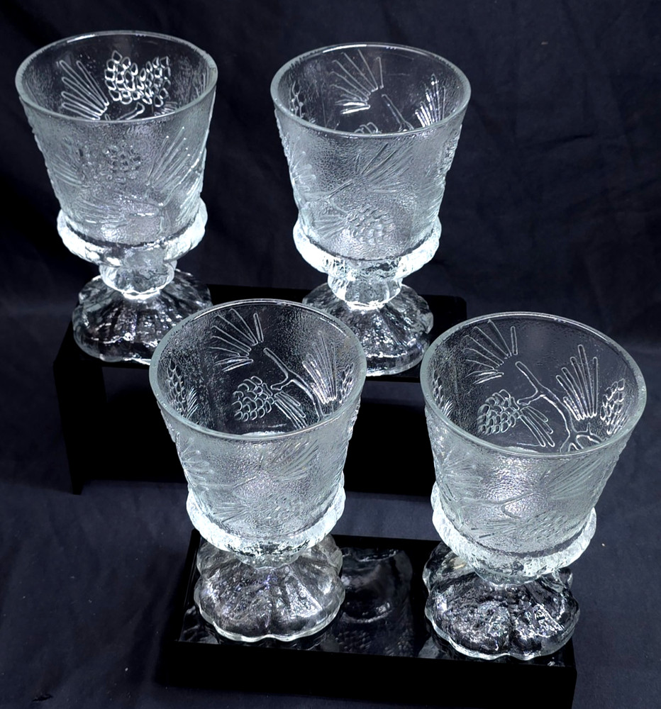 Indiana Glass Tiara Ponderosa Pine 6 in Water Goblets 12 Ounce Set of 4 – Unused