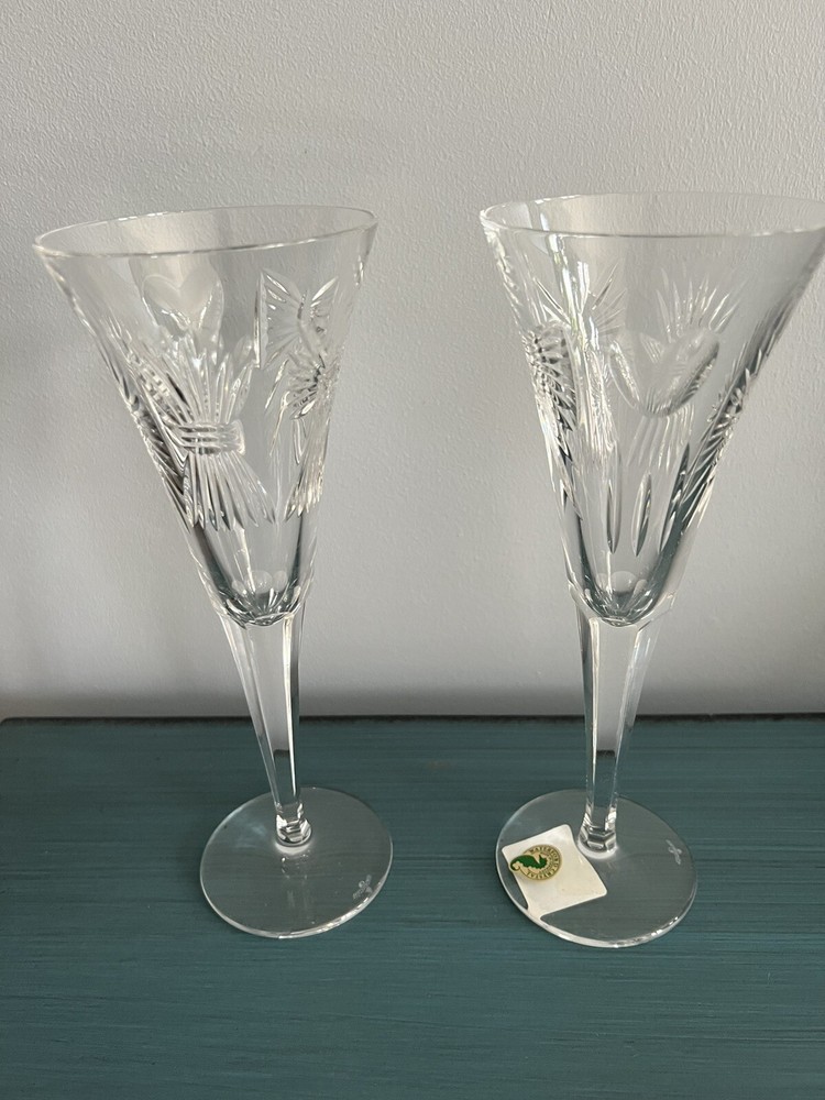 New! Set of 2 WATERFORD CRYSTAL Millennium 5-Universal Champagne Toasting Flutes