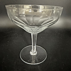 Champagne Coupe Cocktail Glasses 4.25” T Thumbprint Optic Panels Set 4 Hex Stem